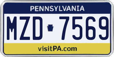 PA license plate MZD7569