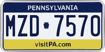 PA license plate MZD7570
