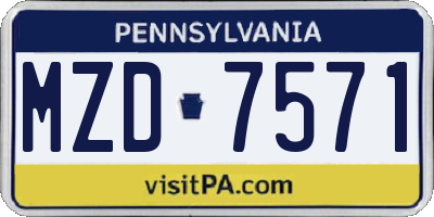 PA license plate MZD7571