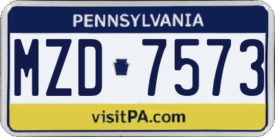 PA license plate MZD7573