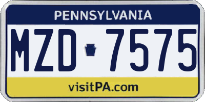 PA license plate MZD7575