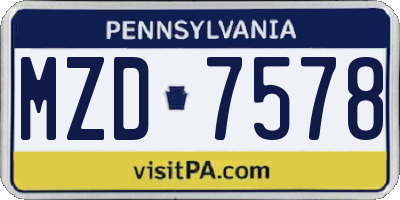 PA license plate MZD7578