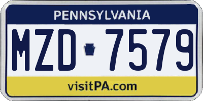 PA license plate MZD7579