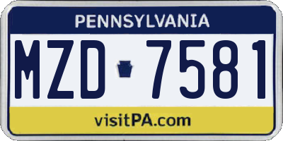 PA license plate MZD7581