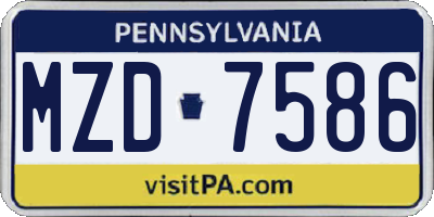 PA license plate MZD7586