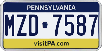 PA license plate MZD7587