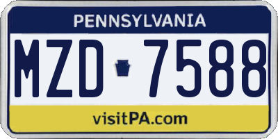 PA license plate MZD7588