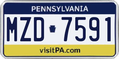 PA license plate MZD7591