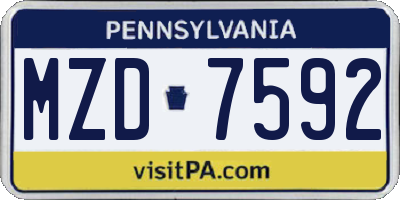 PA license plate MZD7592