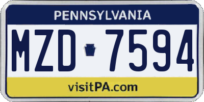 PA license plate MZD7594