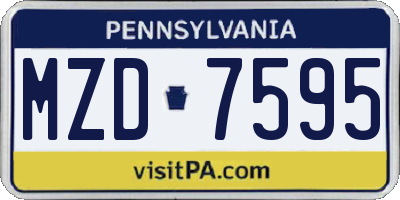 PA license plate MZD7595