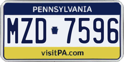 PA license plate MZD7596