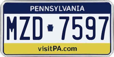 PA license plate MZD7597