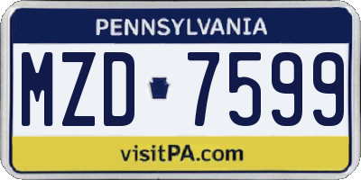 PA license plate MZD7599