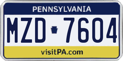 PA license plate MZD7604
