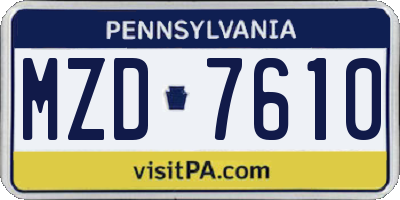PA license plate MZD7610