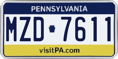 PA license plate MZD7611