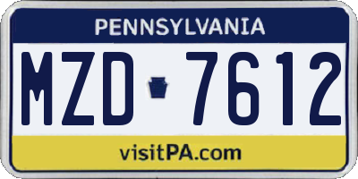 PA license plate MZD7612