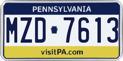 PA license plate MZD7613