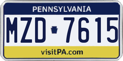 PA license plate MZD7615