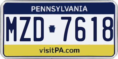 PA license plate MZD7618