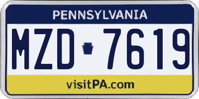 PA license plate MZD7619