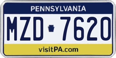 PA license plate MZD7620