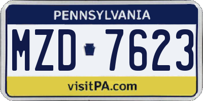PA license plate MZD7623