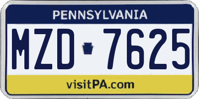 PA license plate MZD7625