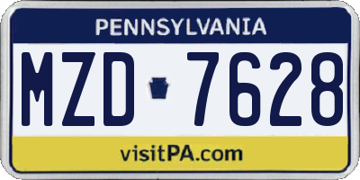 PA license plate MZD7628