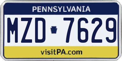PA license plate MZD7629