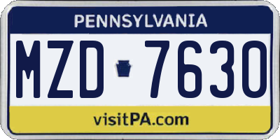 PA license plate MZD7630
