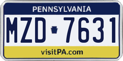 PA license plate MZD7631