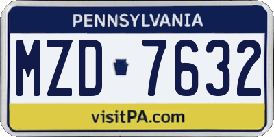 PA license plate MZD7632