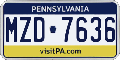 PA license plate MZD7636