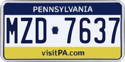 PA license plate MZD7637