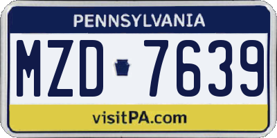 PA license plate MZD7639