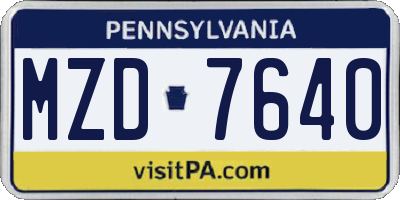 PA license plate MZD7640