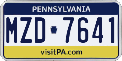 PA license plate MZD7641
