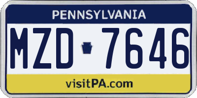 PA license plate MZD7646