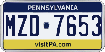 PA license plate MZD7653