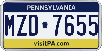 PA license plate MZD7655