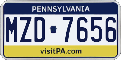 PA license plate MZD7656