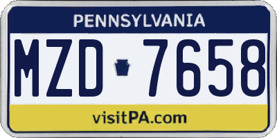 PA license plate MZD7658