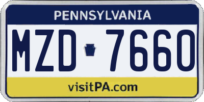 PA license plate MZD7660