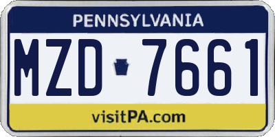 PA license plate MZD7661