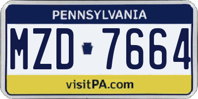 PA license plate MZD7664