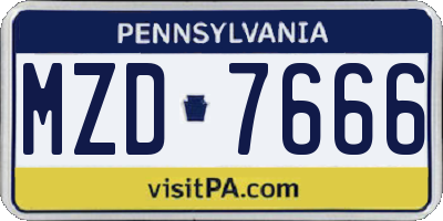 PA license plate MZD7666