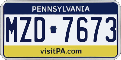 PA license plate MZD7673