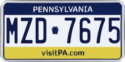 PA license plate MZD7675